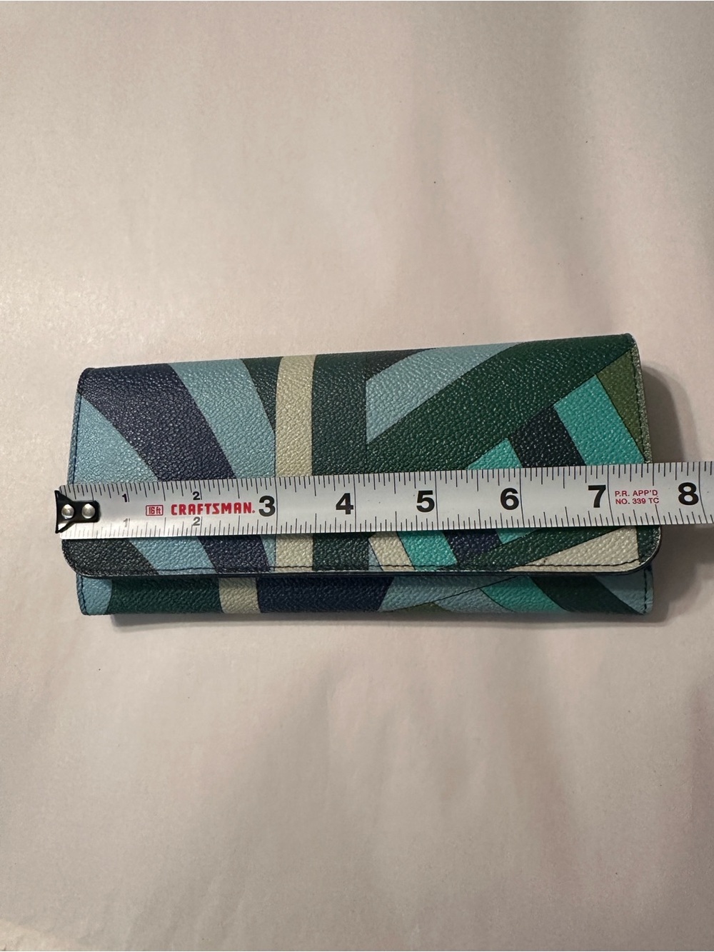 Emilio Pucci Continental Blue & Teal Patterned Long Wallet - Snap Closure - Picture 15 of 16